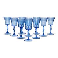 A Set of Ten Steuben Threaded Glass Wine Stems