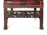 A Pair of Italian Renaissance Revival Carved Walnut Armchairs