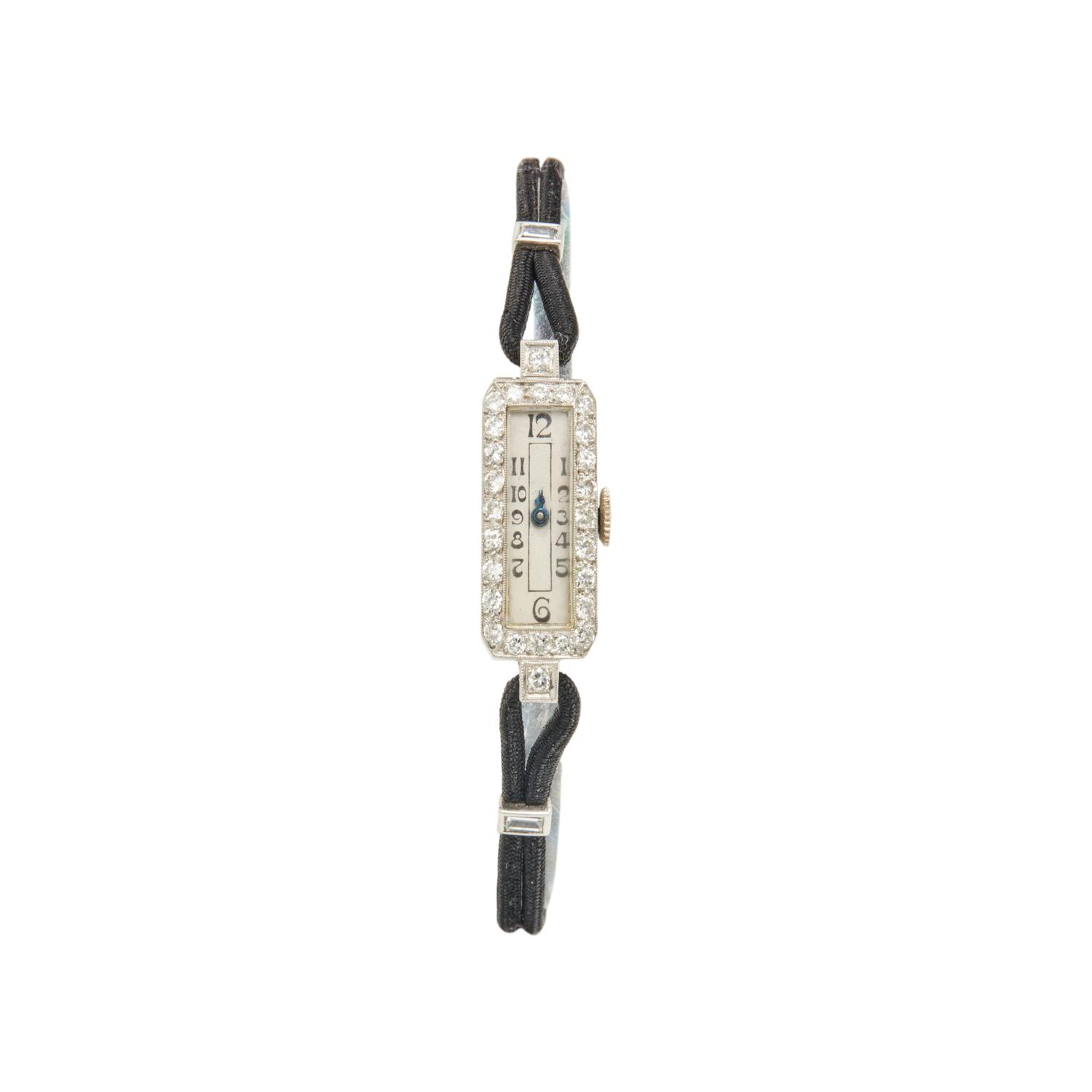 ART DECO, PLATINUM AND DIAMOND WATCH