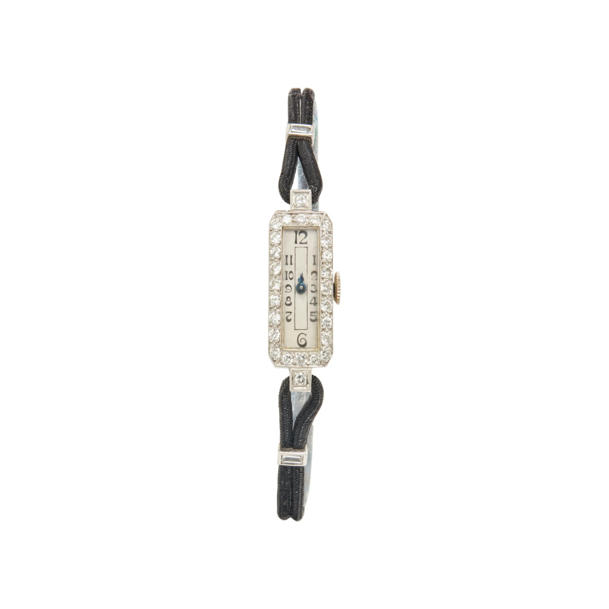 ART DECO, PLATINUM AND DIAMOND WATCH
