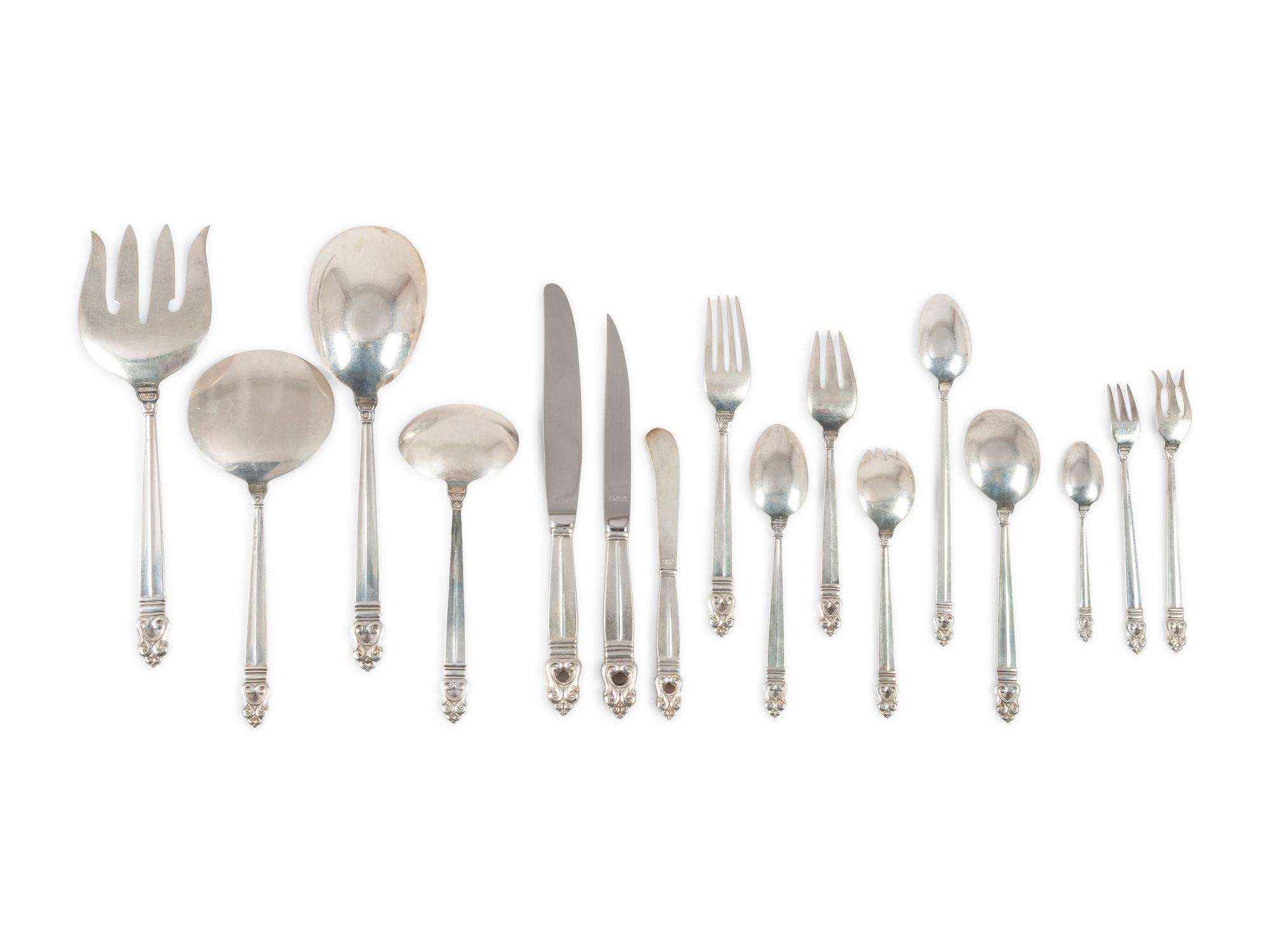 An International Silver Co. 'Royal Danish' Silver Flatware Service