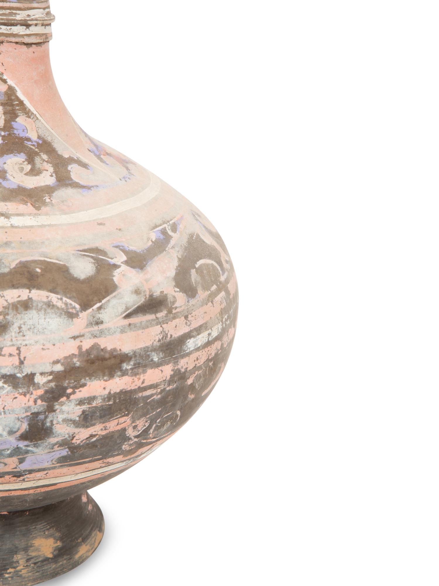 A Chinese Painted Pottery "Garlic-Bulb" Necked Vase