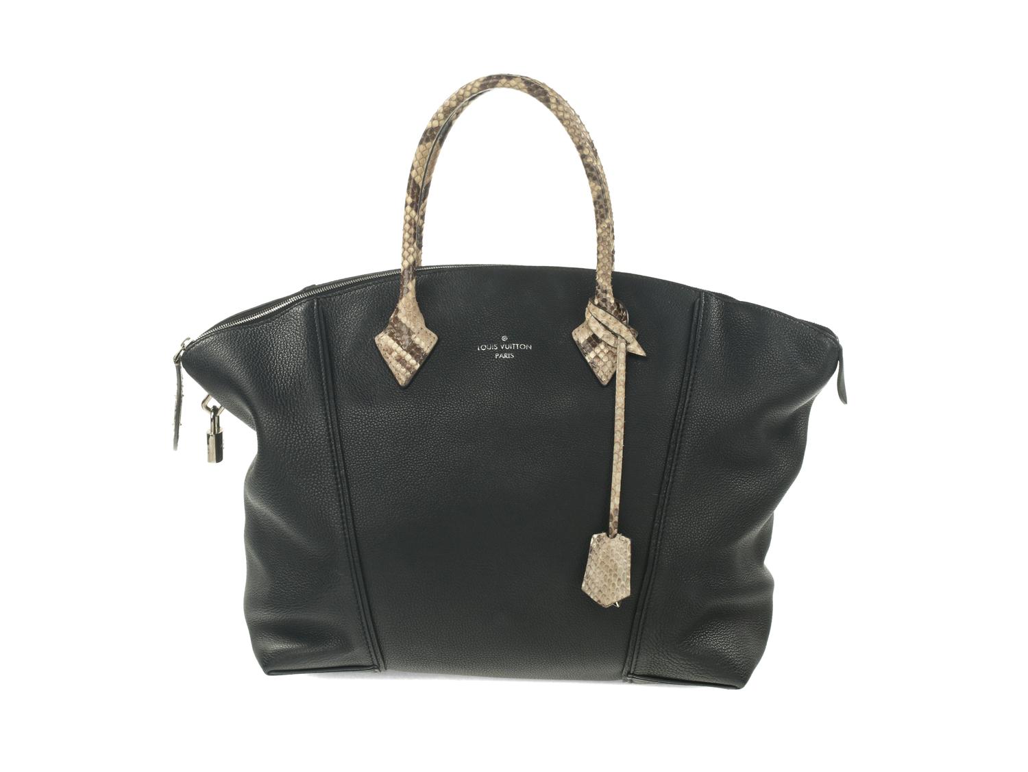 Louis Vuitton Lockit MM Bag with Python Trim