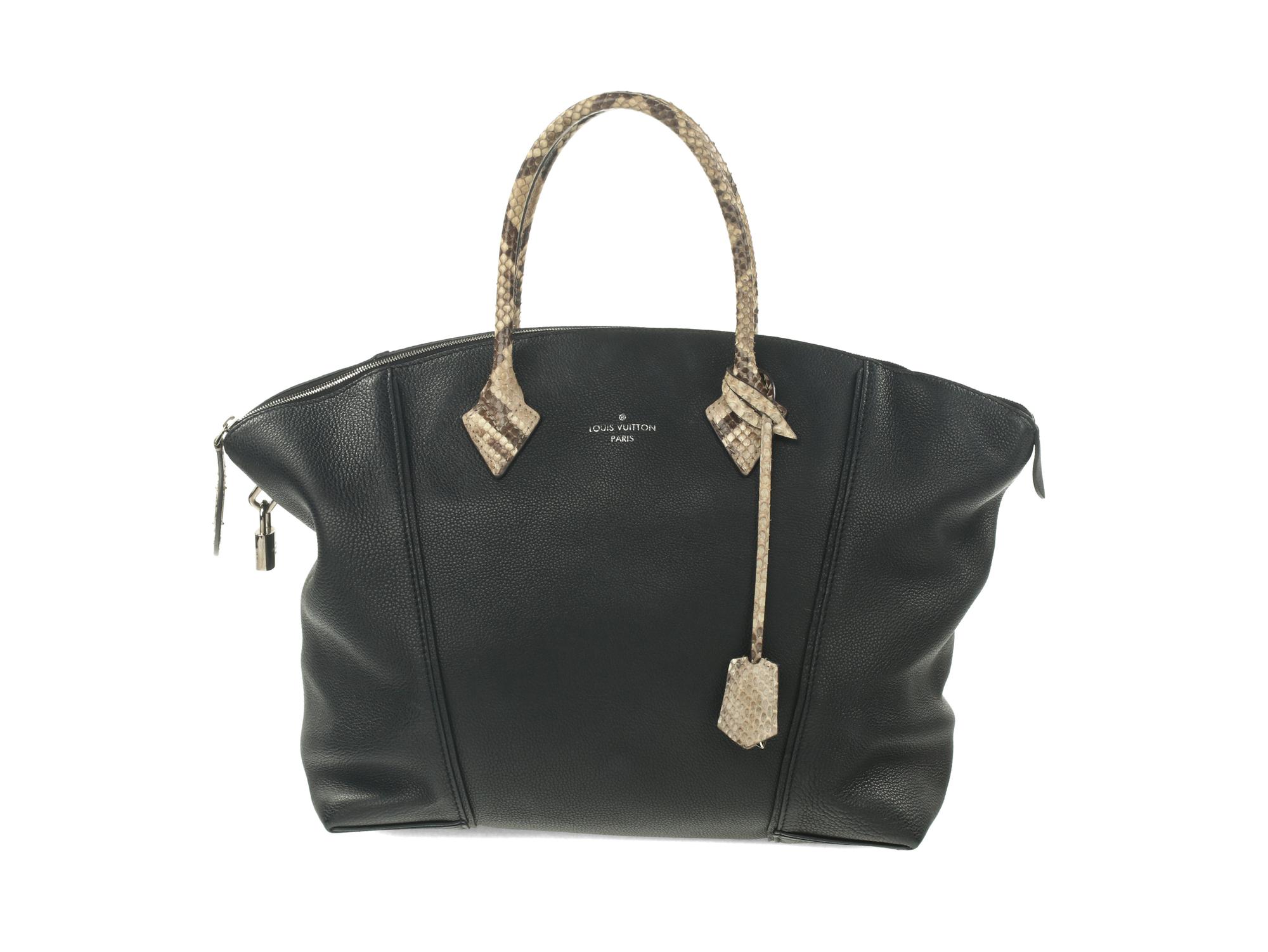 Louis Vuitton Lockit MM Bag with Python Trim