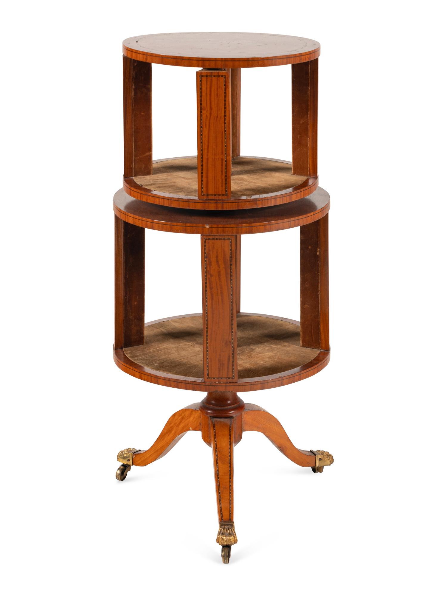 An Edwardian Satinwood Two-Tier Revolving Bookcase