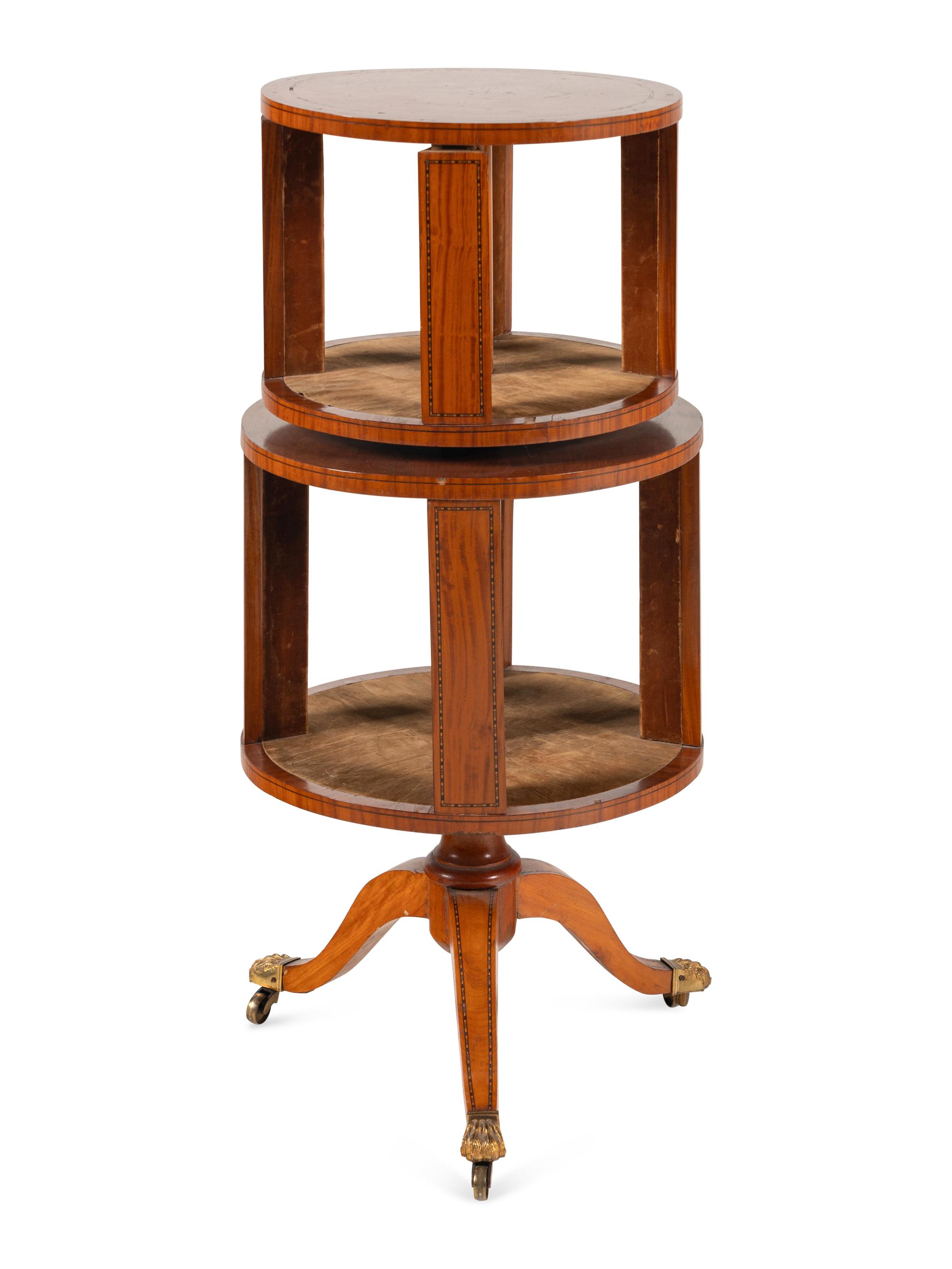 An Edwardian Satinwood Two-Tier Revolving Bookcase