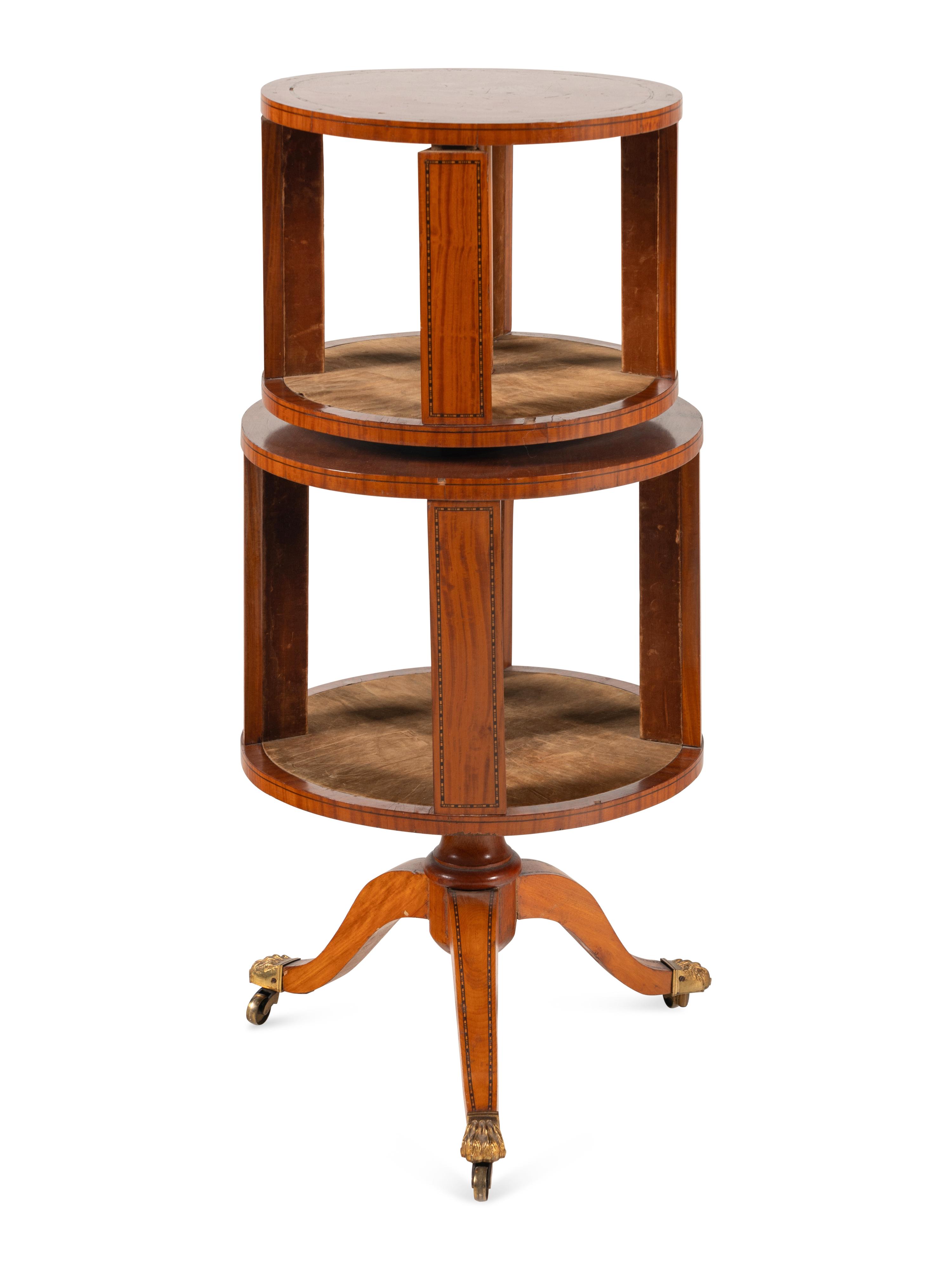 An Edwardian Satinwood Two-Tier Revolving Bookcase