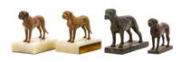 A Group of Four Bronze Mastiffs Width of widest 6 1/2 inches.