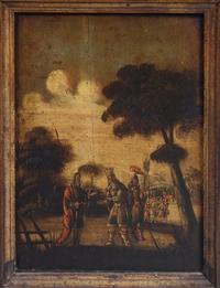 A Dutch Painted Pine and Oak Cupboard