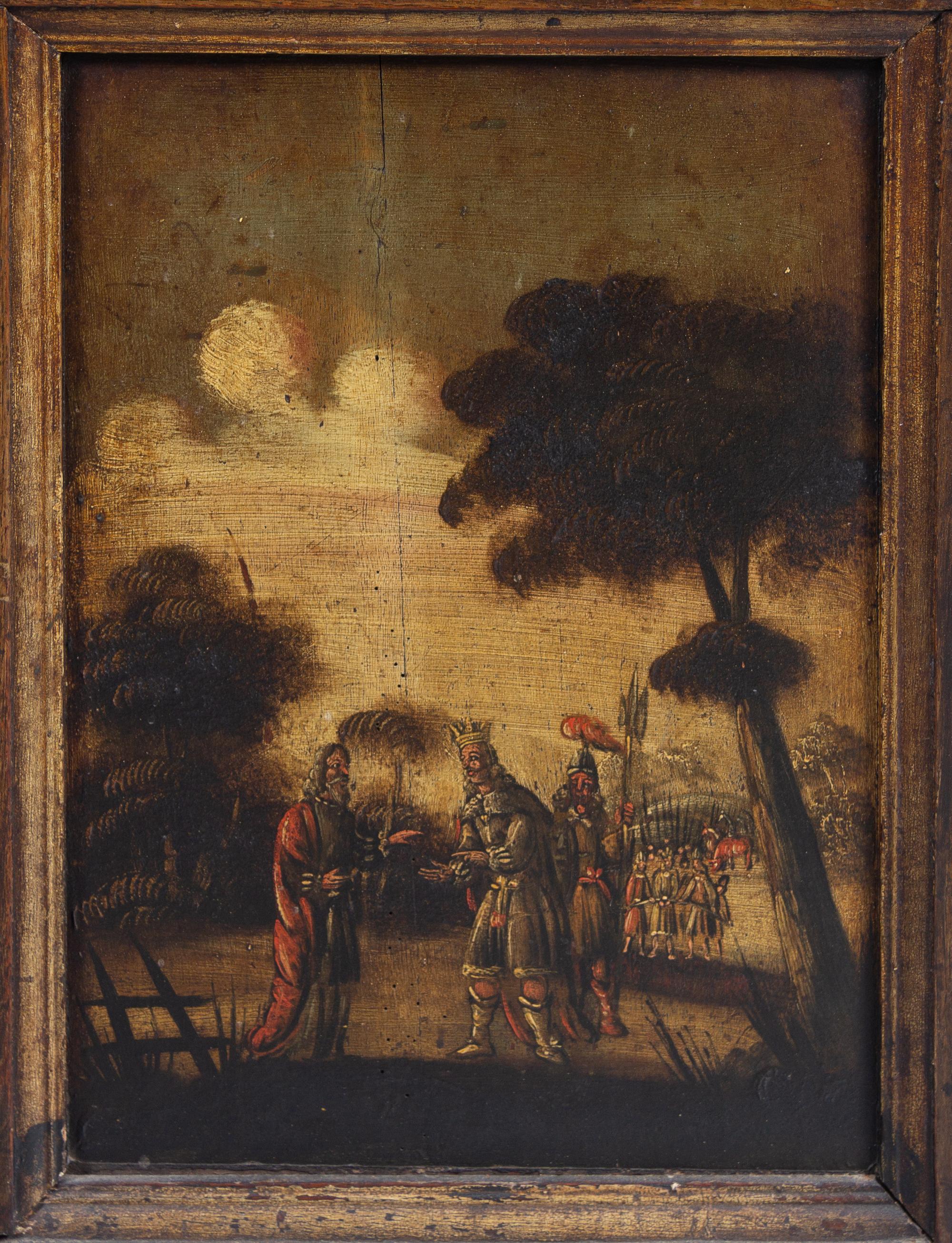 A Dutch Painted Pine and Oak Cupboard