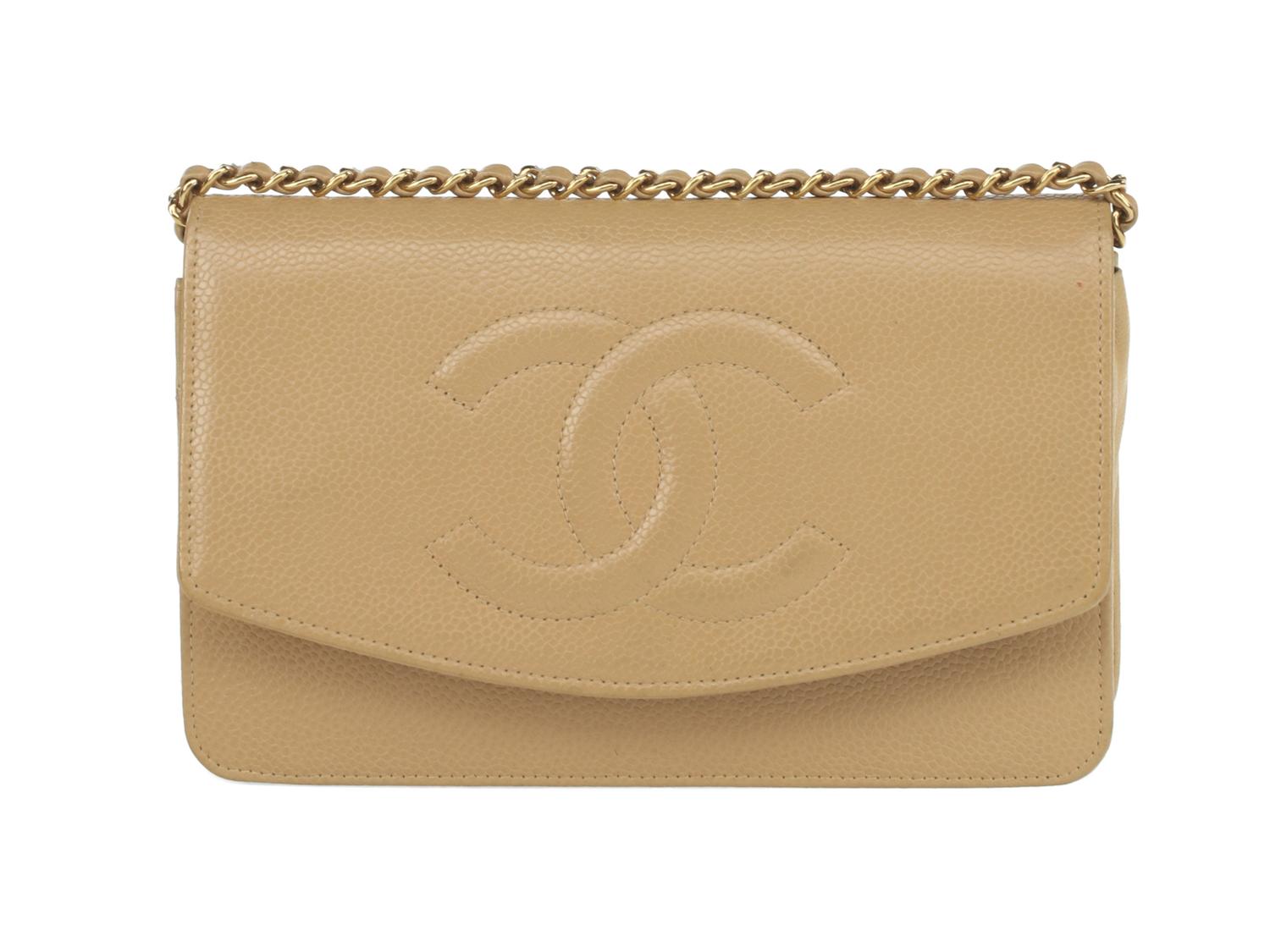 Chanel Timeless Wallet On Chain in Tan Caviar Leather