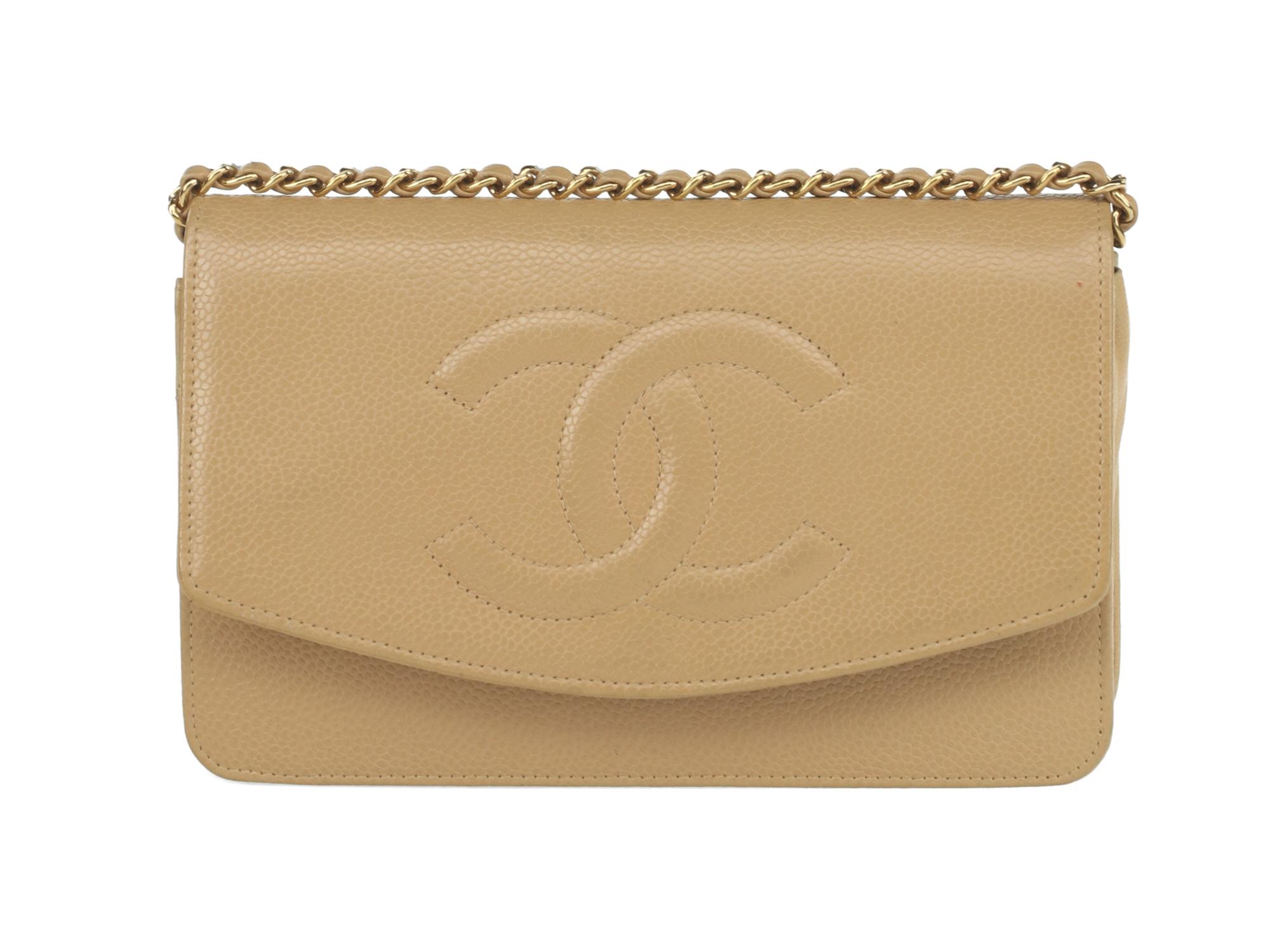 Chanel Timeless Wallet On Chain in Tan Caviar Leather