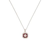 Diamond, Ruby, and Platinum Pendant Necklace