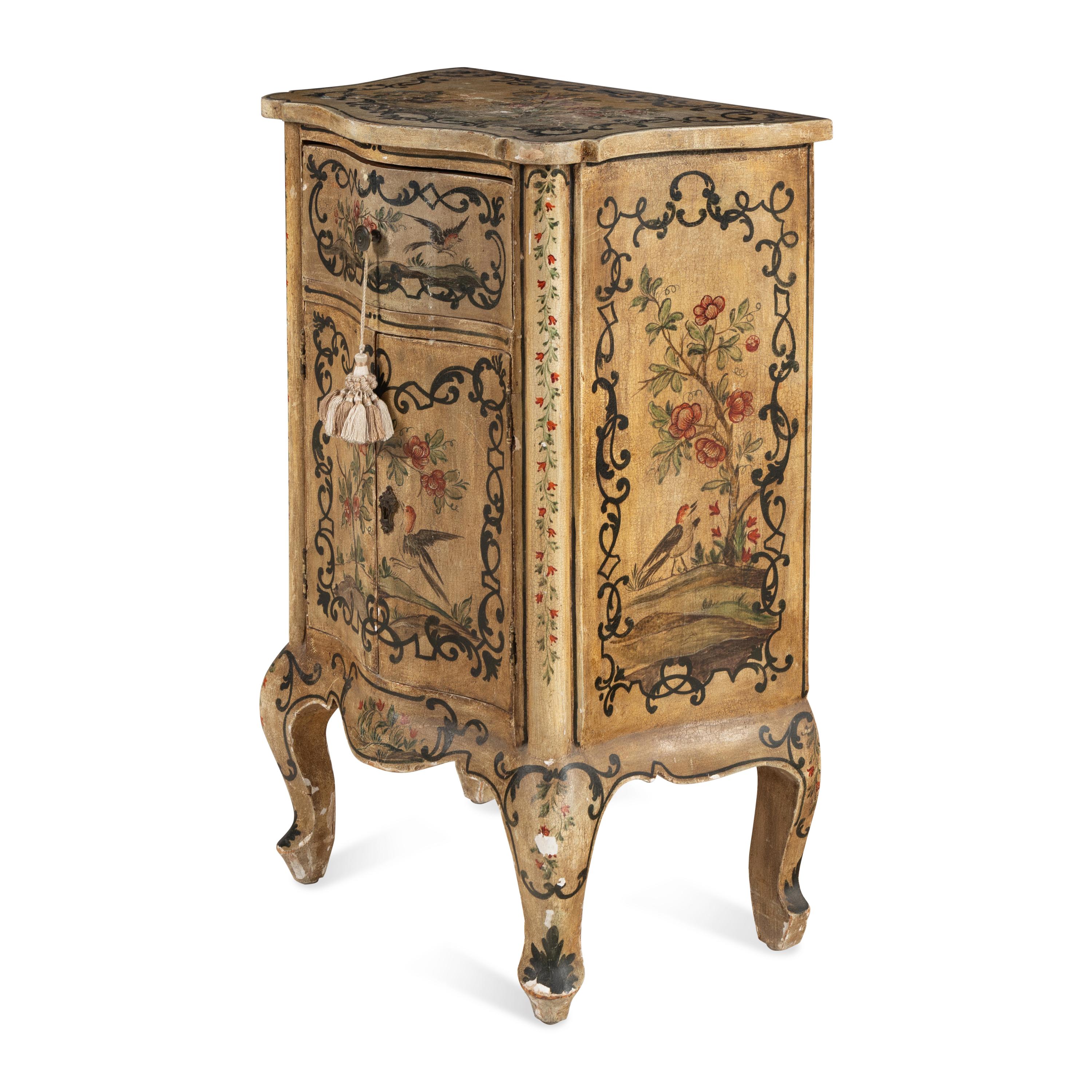 An Italian Polychrome Painted Commodino