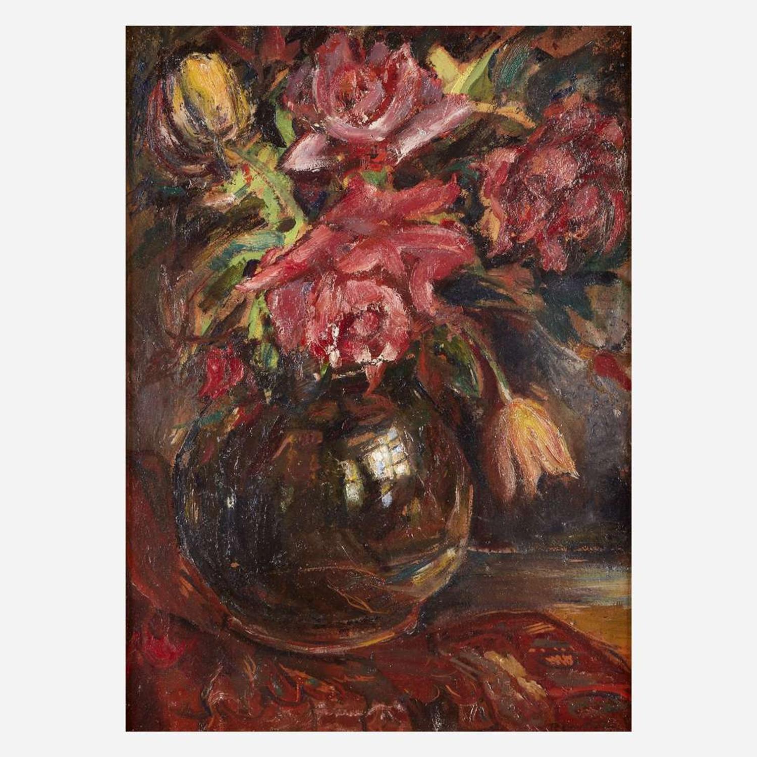 Theresa Ferber Bernstein (American/Polish, 1890–2002) Roses and Tulips in a Glass Vase; with Study Verso