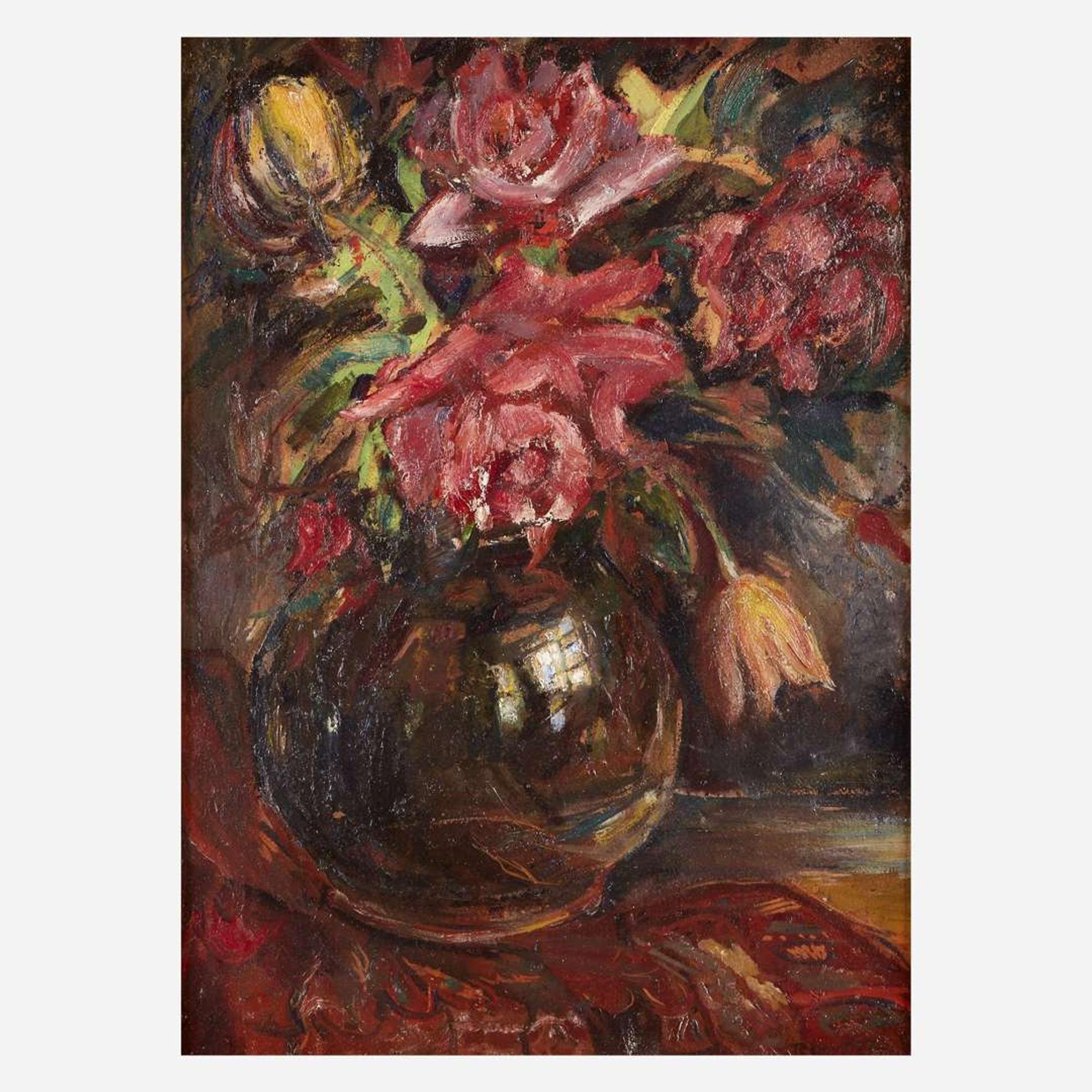 Theresa Ferber Bernstein (American/Polish, 1890–2002) Roses and Tulips in a Glass Vase; with Study Verso