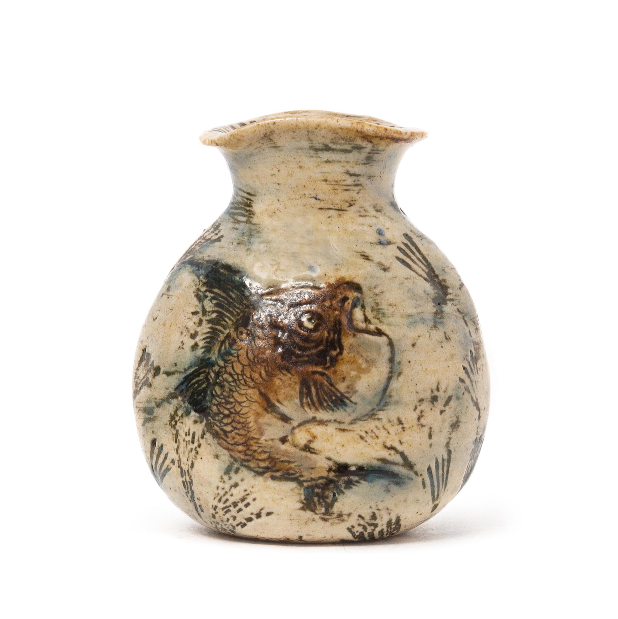 A Martin Brothers Miniature Stoneware Vase Height 2 1/2 inches. — LATE 19TH CENTURY