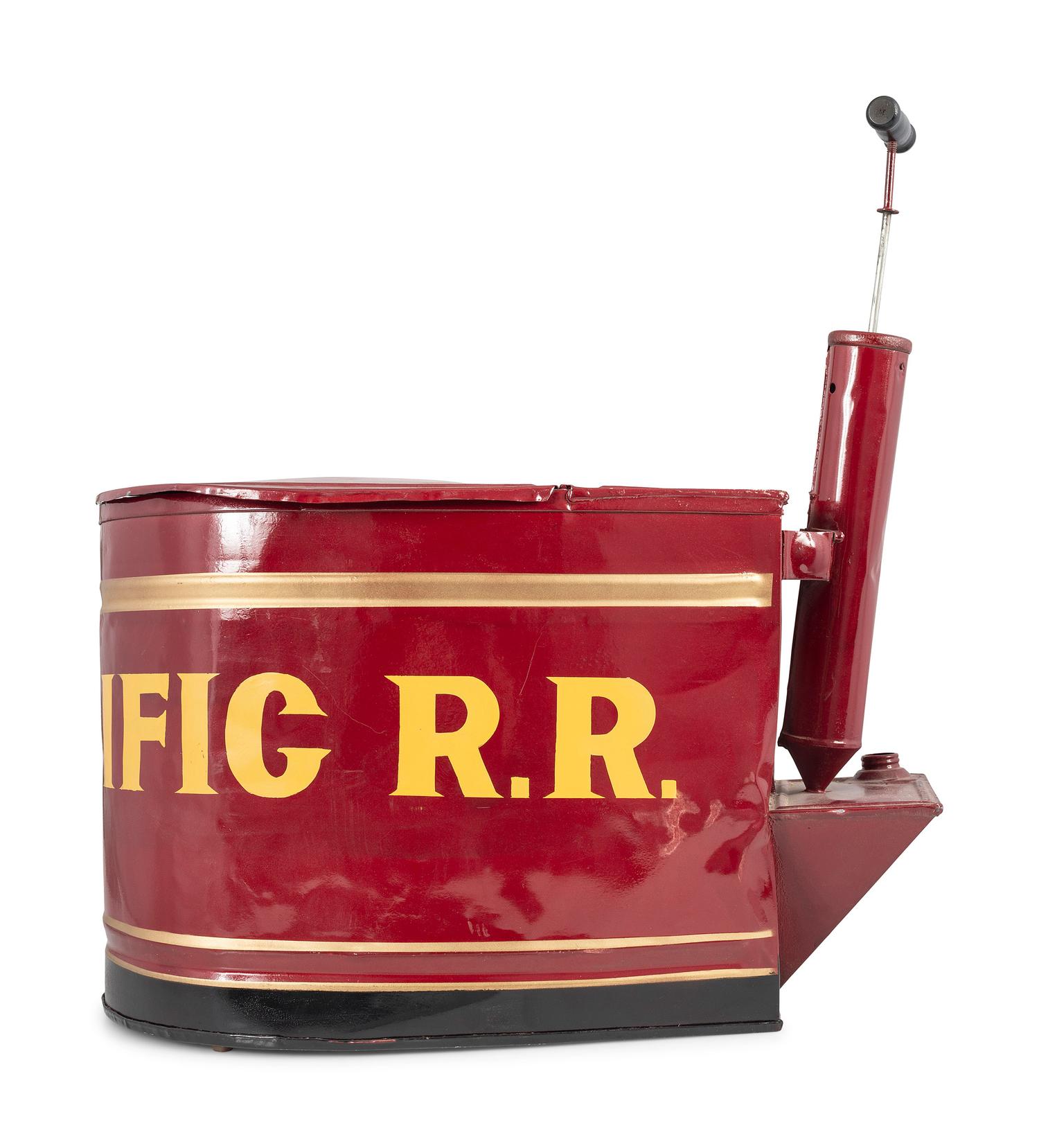 A Painted Tin Pump Operated Vessel