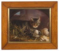 Attributed to Carl W.E. Fink (German, 1814-1890), A Cat in the Chicken Coop