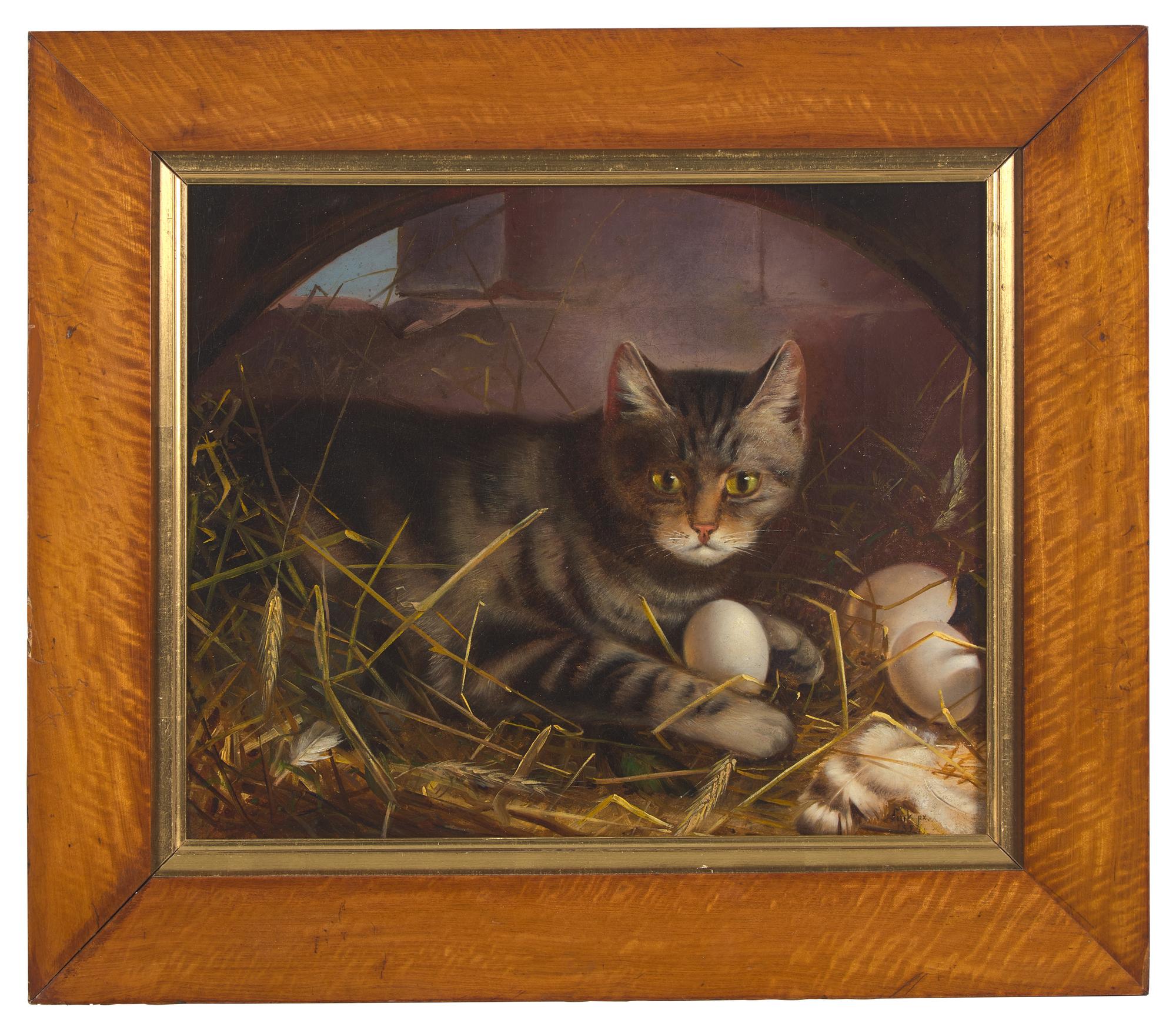 Attributed to Carl W.E. Fink (German, 1814-1890), A Cat in the Chicken Coop
