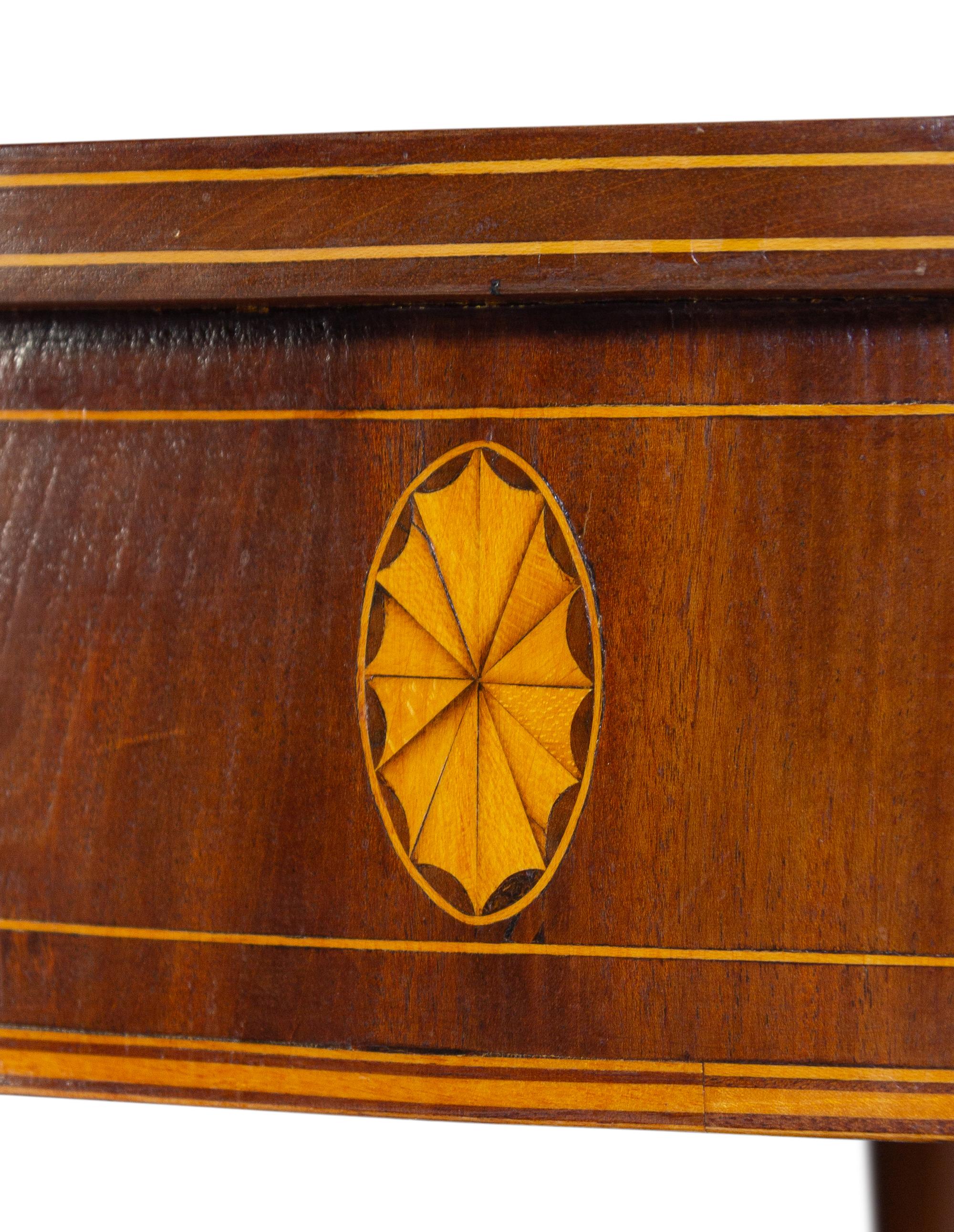 A Federal Satinwood Inlaid Mahogany Flip-Top Table