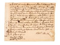[SLAVERY & ABOLITION]. Manuscript bill of sale for an enslaved man named "Ando." Plymouth, MA, 29 September 1738.