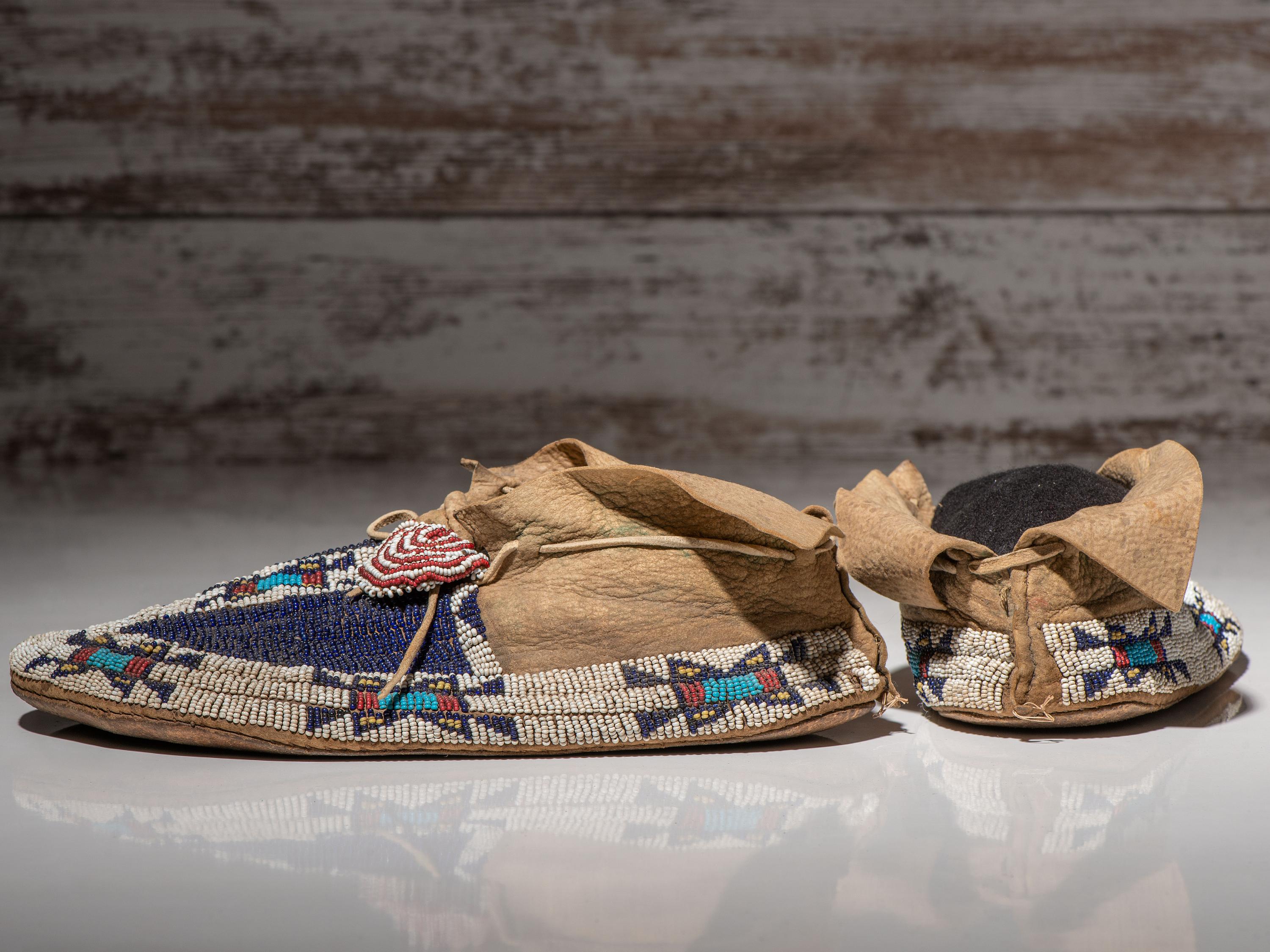 Cheyenne Beaded Hide Moccasins