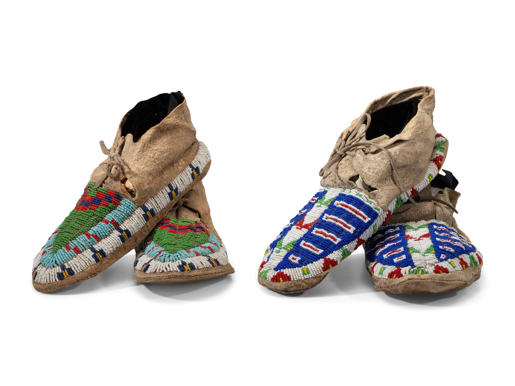 Northern Plains Beaded Hide Moccasins