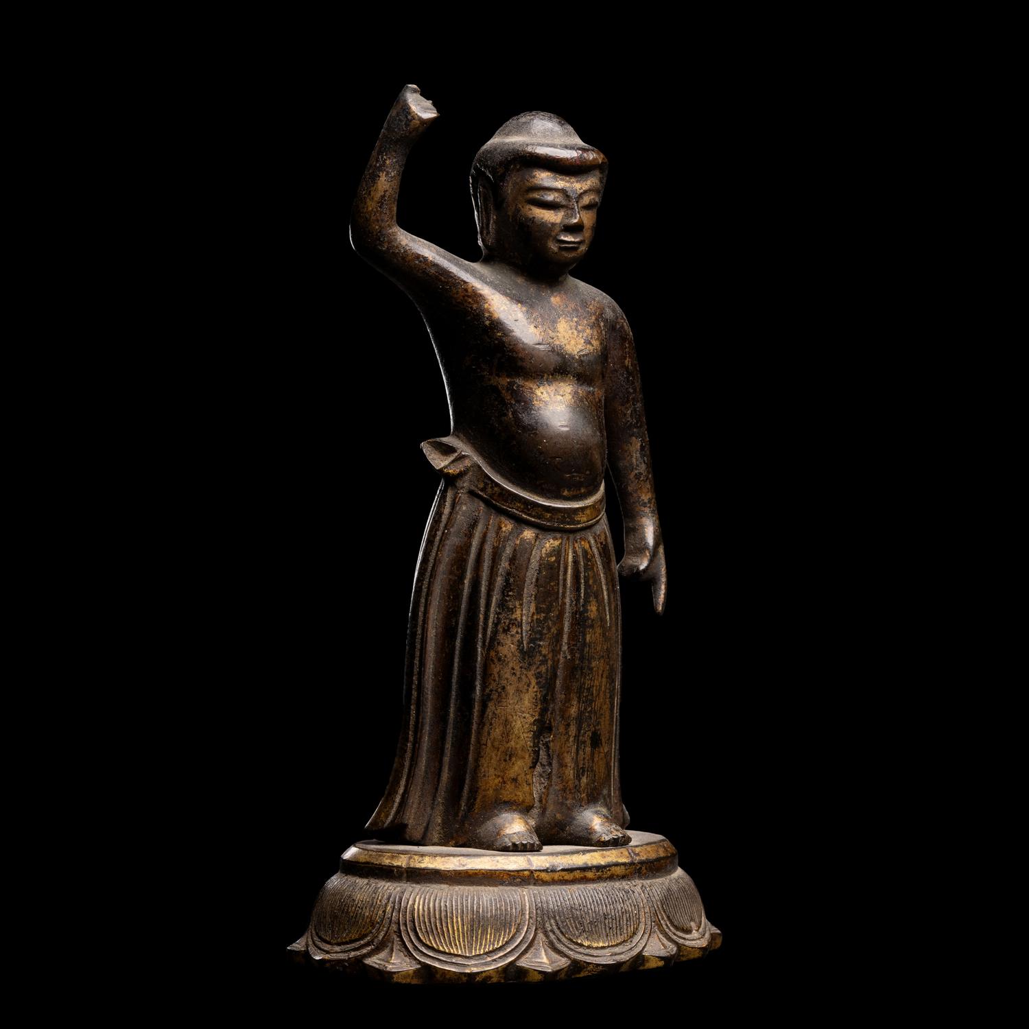 A Japanese Gilt Bronze Figure of Shakyamuni at Birth