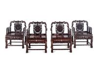 A Set of Chinese Rosewood and Mother-of-Pearl Inlaid Furniture