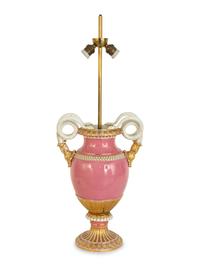 A Meissen Porcelain Snake Handled Vase Mounted as a Lamp