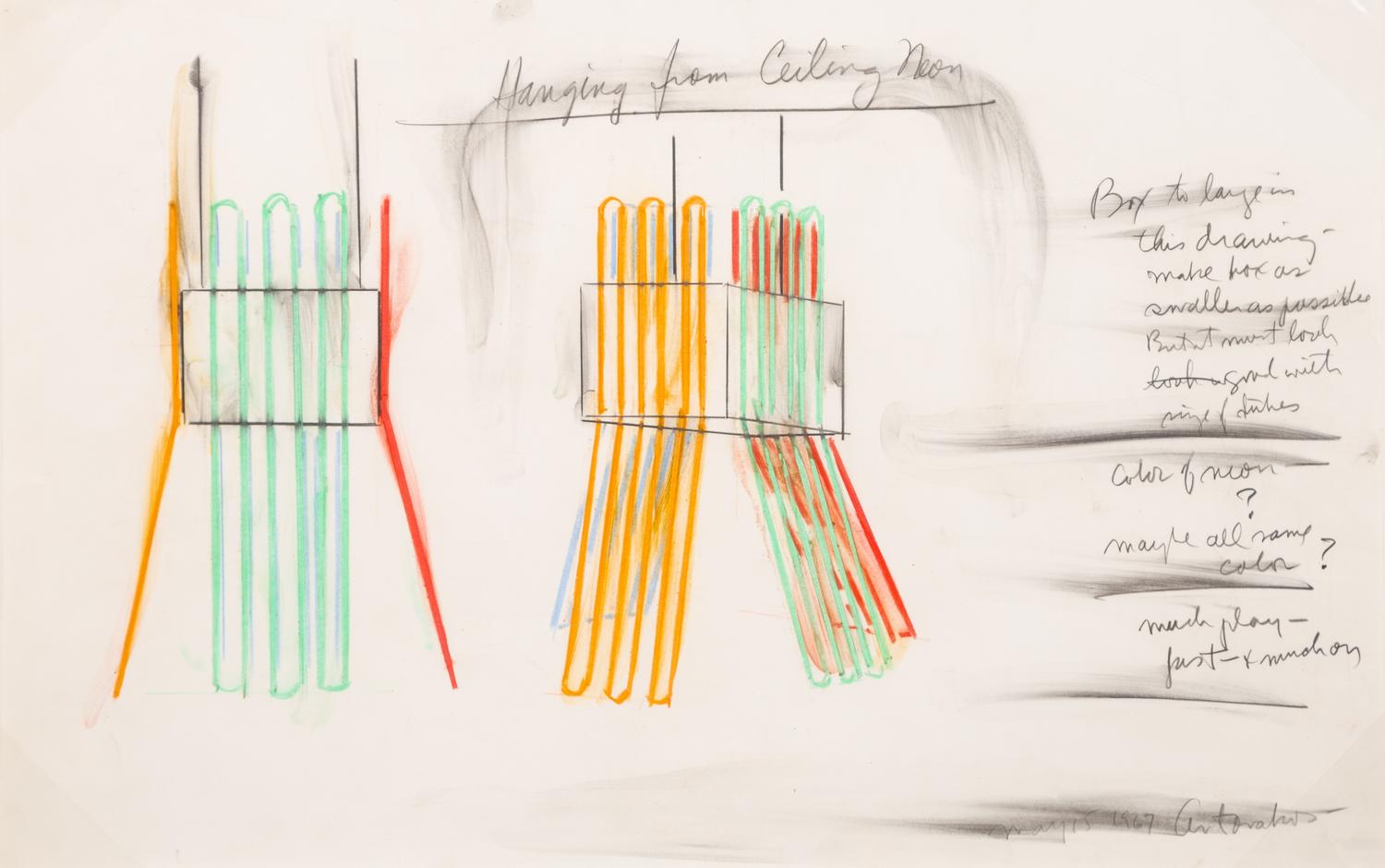 Stephen Antonakos, (American/Greek, 1926-2013), Untitled (Study for Hanging from Ceiling Neon), 1967