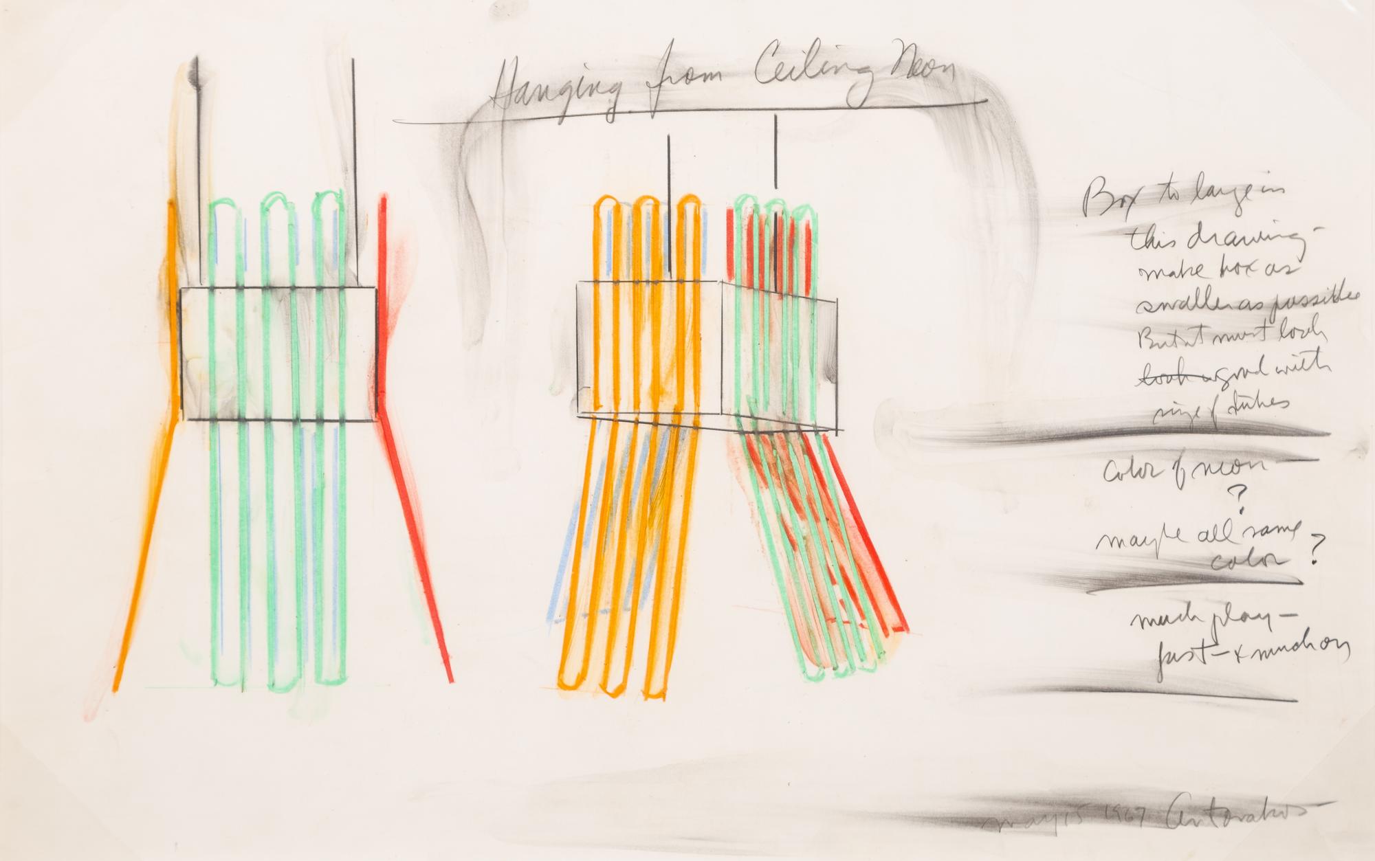 Stephen Antonakos, (American/Greek, 1926-2013), Untitled (Study for Hanging from Ceiling Neon), 1967