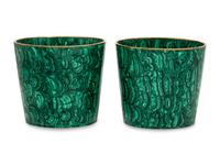 A Pair of Bronze Mounted Malachite Cache Pots