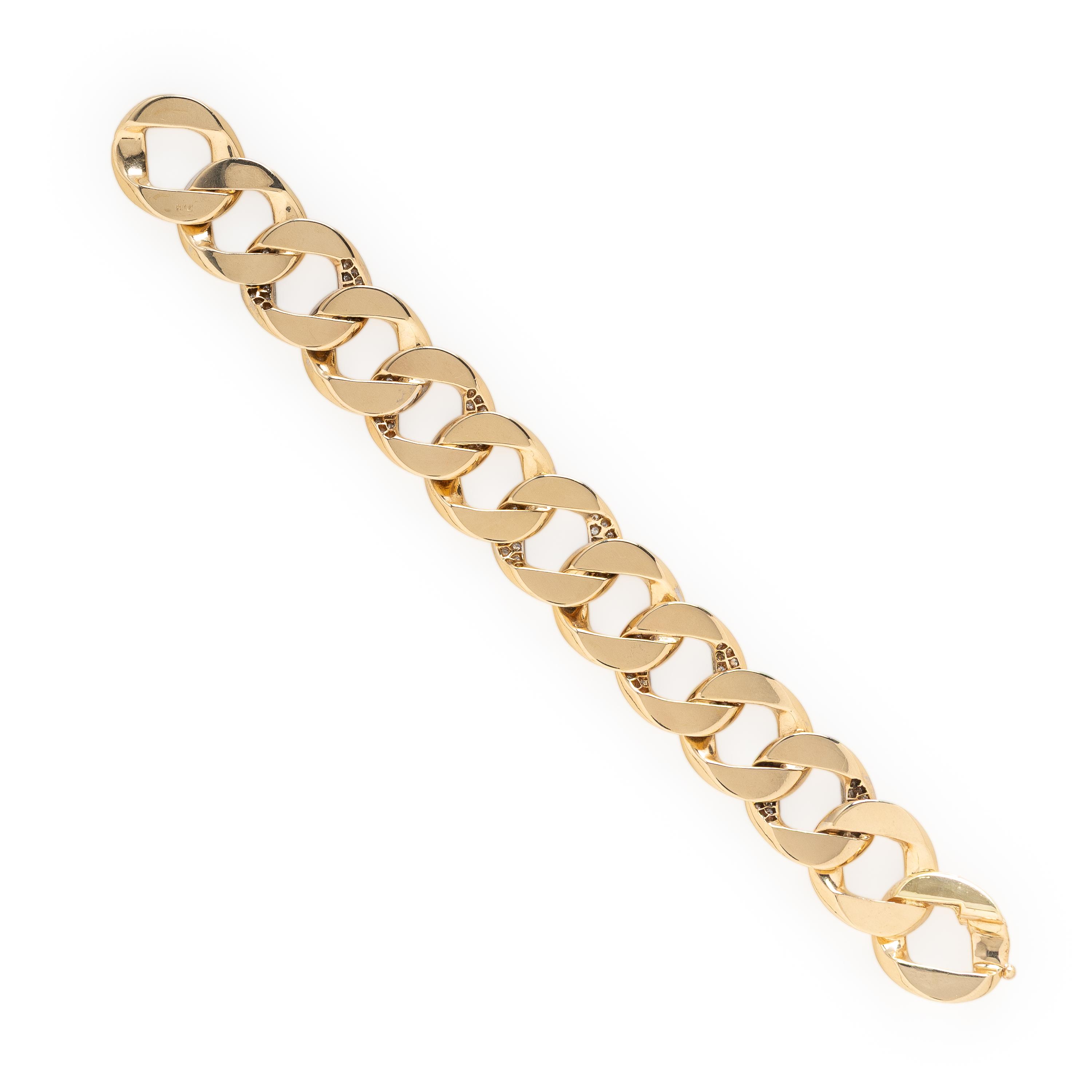Diamond and Gold Curb Link Bracelet