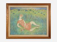 Darrel Austin (American, 1907-1994) - Girl Resting in a Meadow