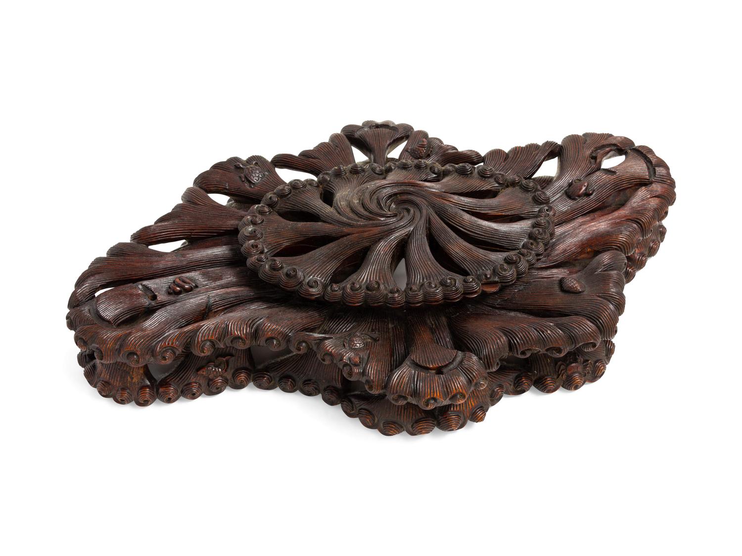 A Chinese Carved Wood Stand