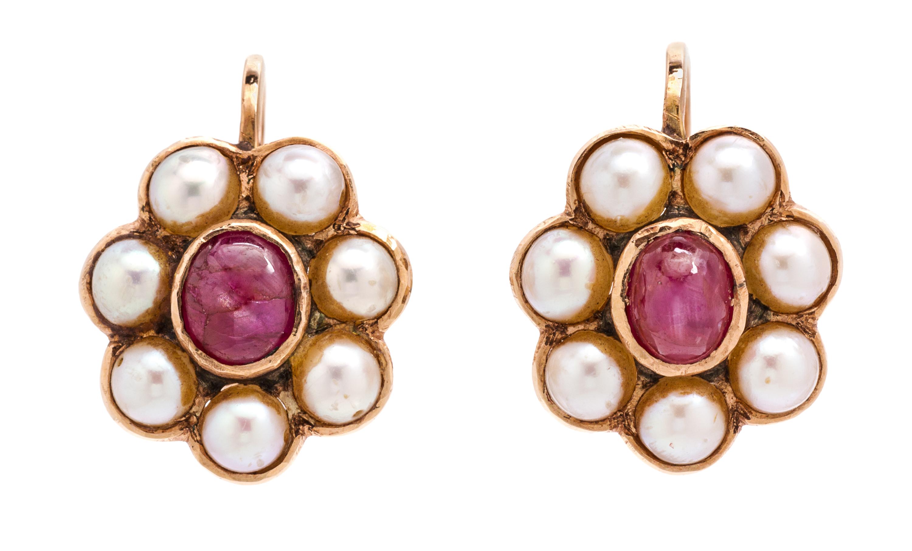 A Collection of Yellow Gold, Star Ruby and Cultured Pearl Jewelry, 9.90 dwts.