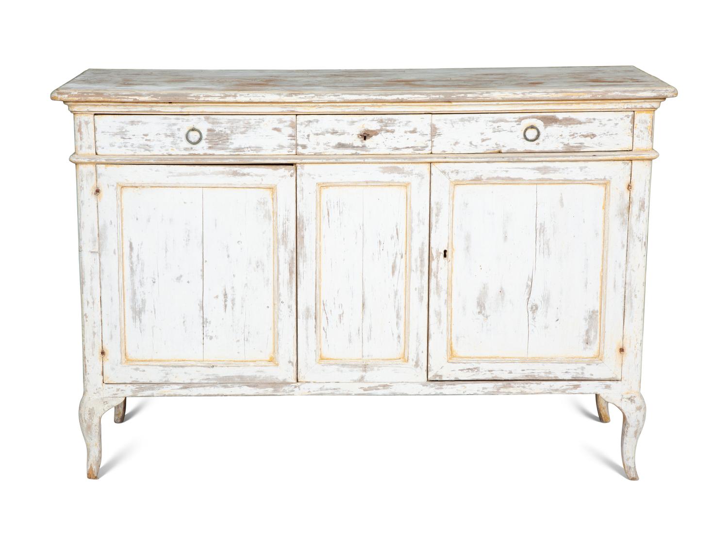 A French Provincial White-Painted Serving Cabinet