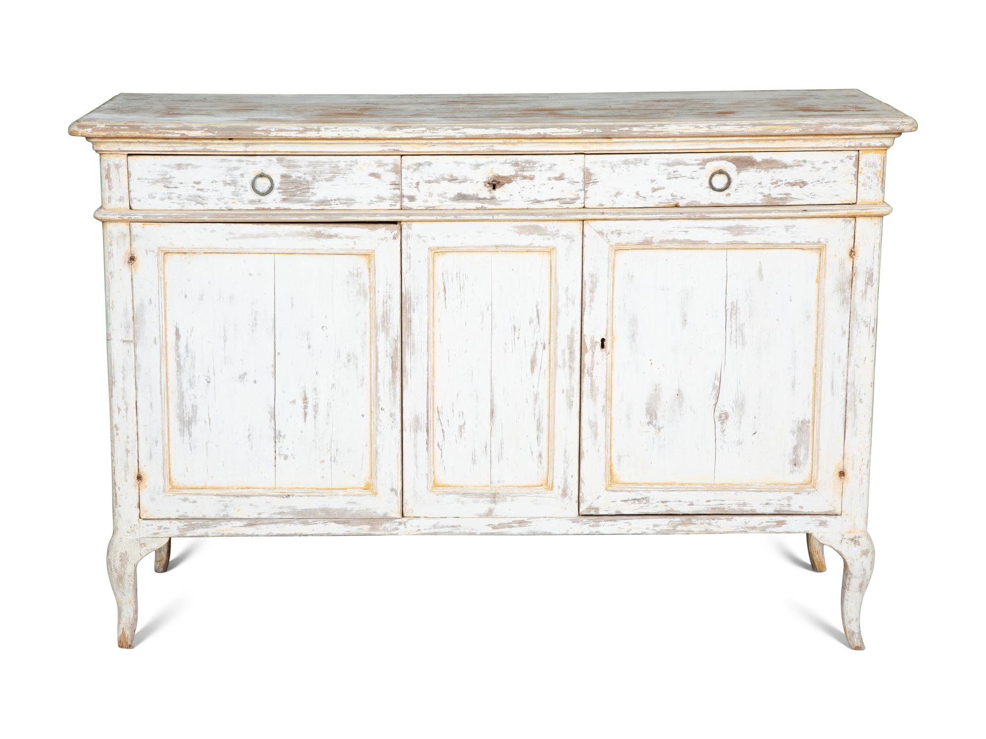A French Provincial White-Painted Serving Cabinet
