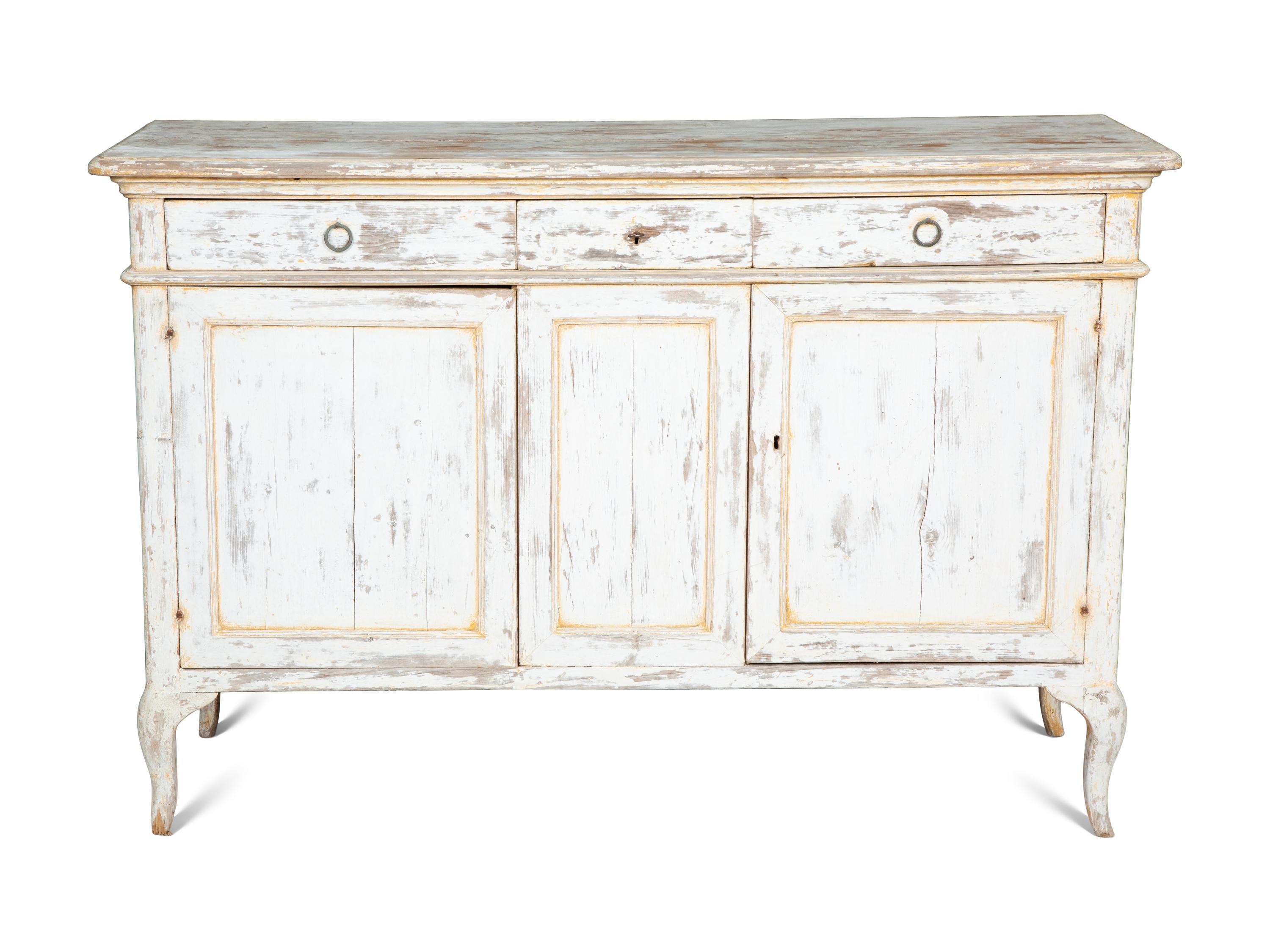 A French Provincial White-Painted Serving Cabinet