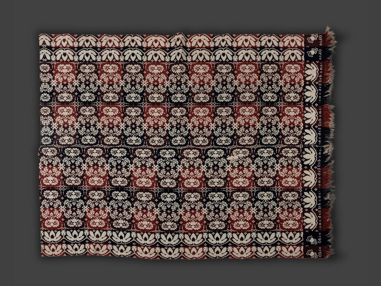 Four Jacquard Woven Coverlets, Including an Ohio Example