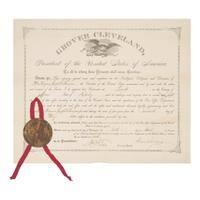 [Presidential] Cleveland, Grover. Partially-printed document, signed