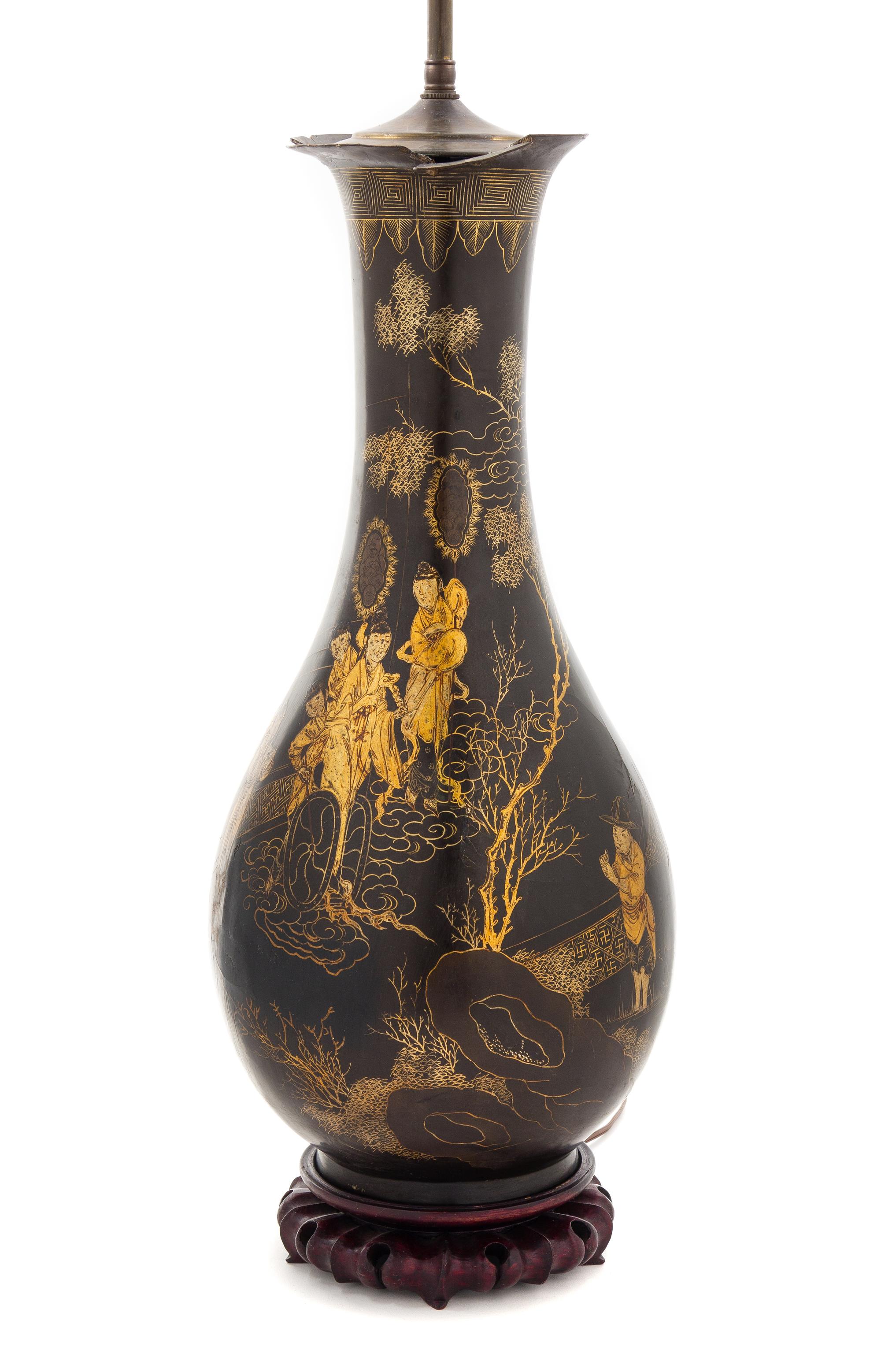 A Chinese Lacquered Vase Height overall 38 1/2 inches. — 19TH/20TH CENTURY