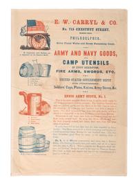 [CIVIL WAR]. E. W. Carryl & Co. ...Army & Navy Goods and Utensil Kit advertising booklet. Philadelphia: King & Baird, n.d.