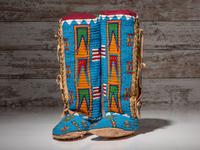 Beaded Dress and Boot Moccasins, with American Flags