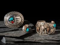 Navajo Silver Bear Themed Men's Jewelry