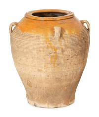 Three Partially Glazed Terra Cotta Olive Jars — 20th Century
