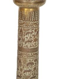 An Indian Pierced and Etched Brass Floor Lamp