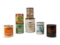 A Group of Seven Salted Peanut Tins